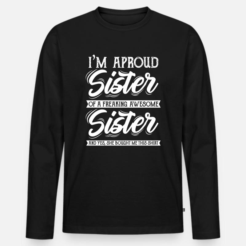 Schwester - Männer Premium Bio Langarmshirt - Schwarz