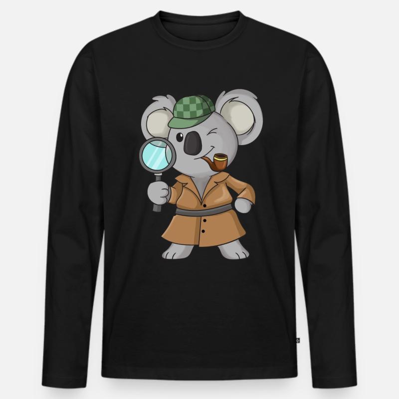 Koala-Detektiv - Männer Premium Bio Langarmshirt - Schwarz