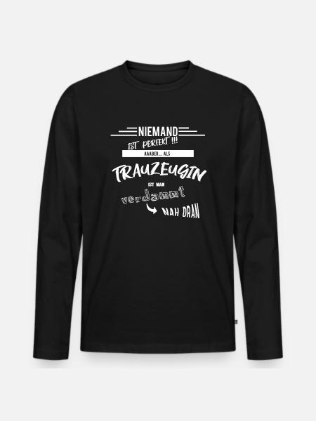 trauzeugin - Männer Premium Bio Langarmshirt - Schwarz