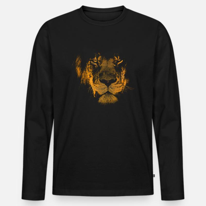 löwe Kopf Wildkatze Mähne - Männer Premium Bio Langarmshirt - Schwarz