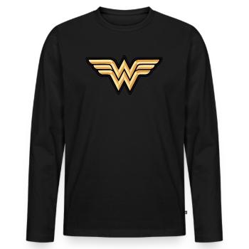 DC Comics Wonder Woman Logo Original - Men's Premium Organic Long Sleeve Shirt - black - Front - Nico (187cm)