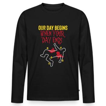 Forensik Polizei Krimi BKA Pathologe Ermittler DNA - Männer Premium Bio Langarmshirt - Schwarz - Vorne - Nico (187cm)