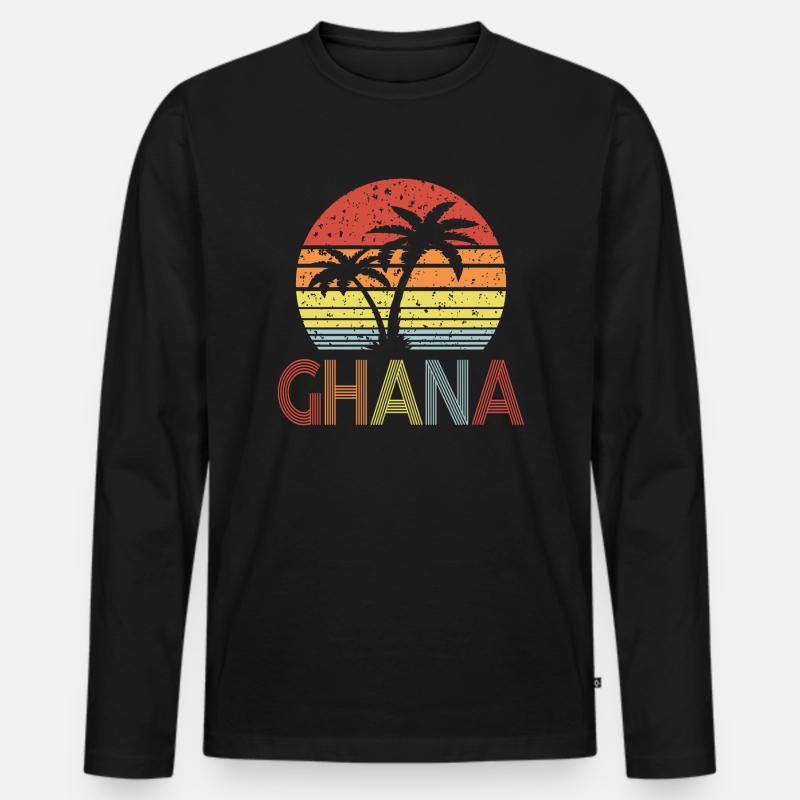 Ghana - Männer Premium Bio Langarmshirt - Schwarz