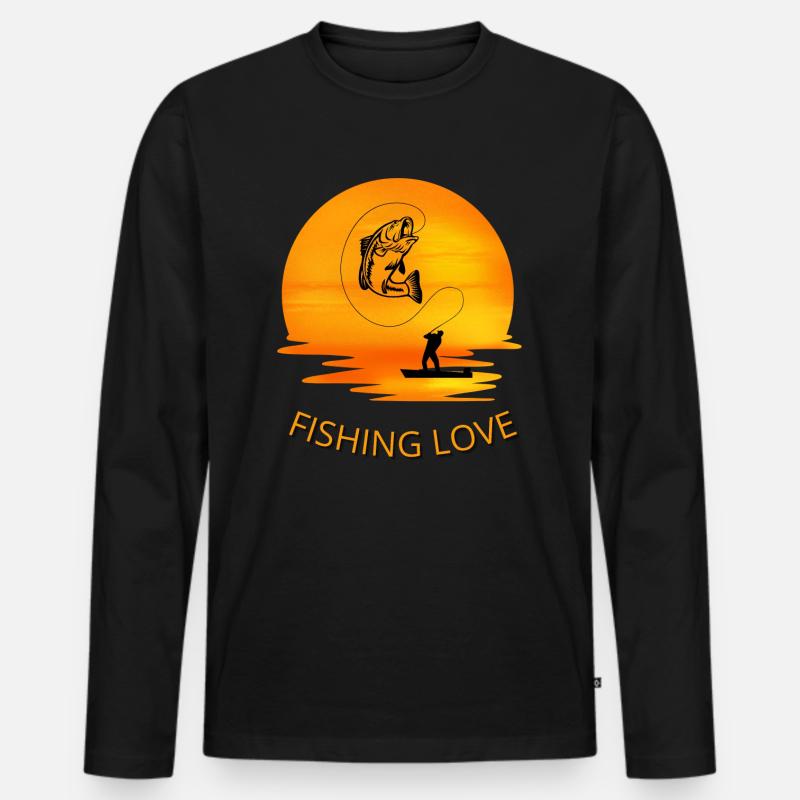 Fisch-Angriff - Männer Premium Bio Langarmshirt - Schwarz