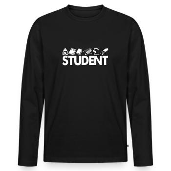 Student - Männer Premium Bio Langarmshirt - Schwarz - Vorne - Nico (187cm)
