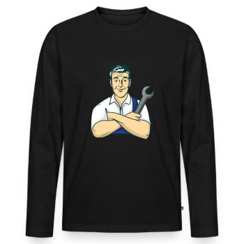 Mechanic mechanic - Men's Premium Organic Long Sleeve Shirt - black - Front - Nico (187cm)