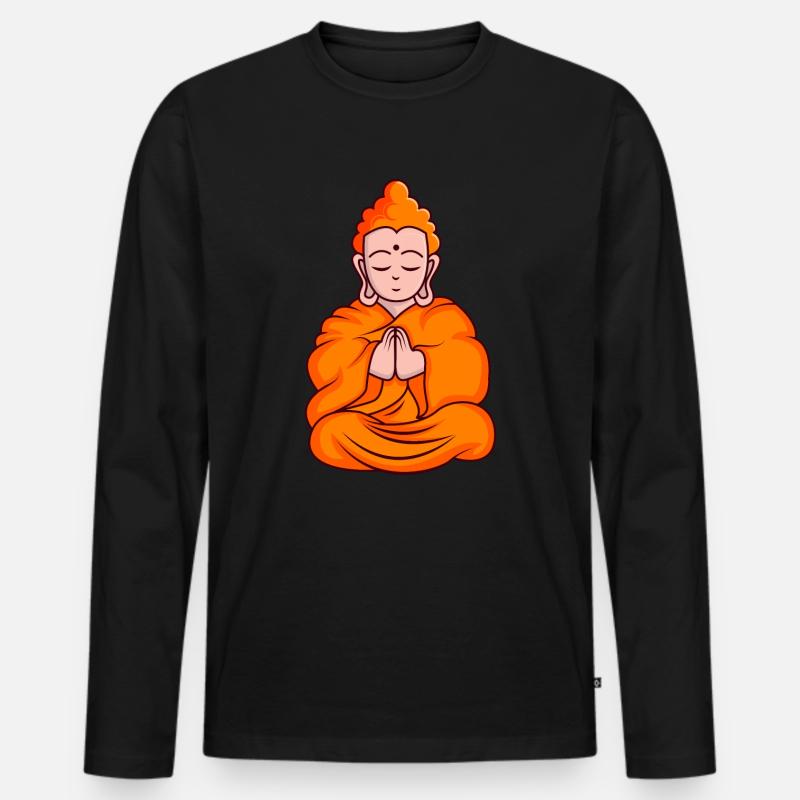 Cartoon Monk Cartoon Mönch - Männer Premium Bio Langarmshirt - Schwarz