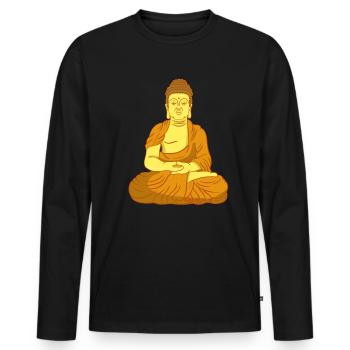 Buddha Sitting meditation - Männer Premium Bio Langarmshirt - Schwarz - Vorne - Nico (187cm)