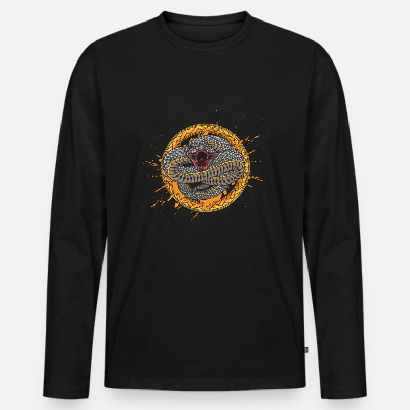 Cobra Schlange - Männer Premium Bio Langarmshirt - Schwarz