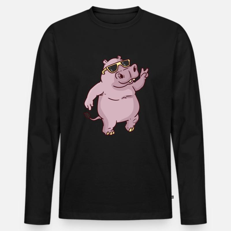 Frieden Hippo peace day - Männer Premium Bio Langarmshirt - Schwarz