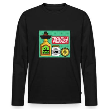 Tequila's friends amis de la tequila - T-shirt manches longues Premium bio Homme - noir - Devant - Nico (187cm)