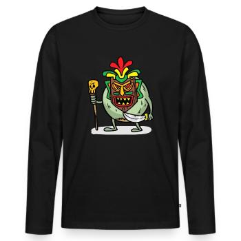 Noix de coco cannibale Noix de coco cannibale - T-shirt manches longues Premium bio Homme - noir - Devant - Nico (187cm)