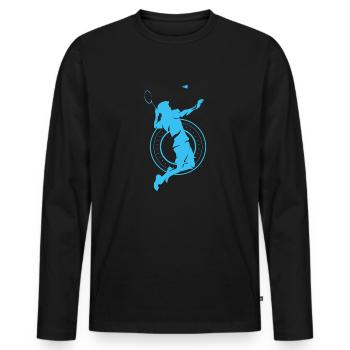 badminton - T-shirt manches longues Premium bio Homme - noir - Devant - Nico (187cm)