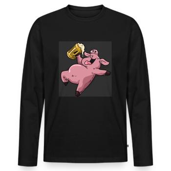 Cochon ivre - T-shirt manches longues Premium bio Homme - noir - Devant - Nico (187cm)