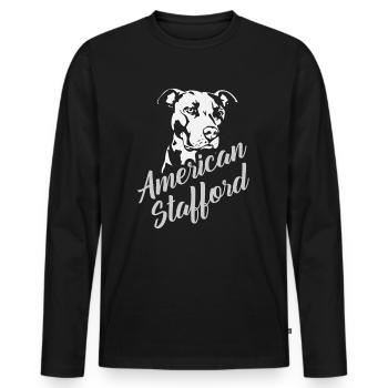 Stafford américain - T-shirt manches longues Premium bio Homme - noir - Devant - Nico (187cm)