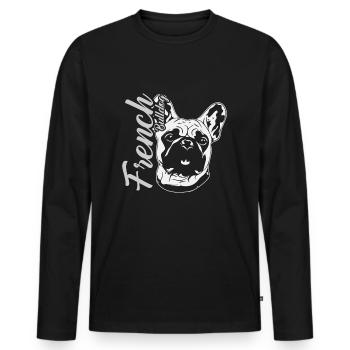 Französische Bulldoge - Männer Premium Bio Langarmshirt - Schwarz - Vorne - Nico (187cm)