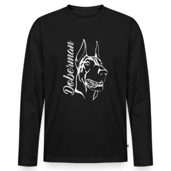 Doberman Doberman - T-shirt manches longues Premium bio Homme - noir - Devant - Nico (187cm)