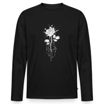 Vintage Lune Rose Sorcellerie sorcière gothique - T-shirt manches longues Premium bio Homme - noir - Devant - Nico (187cm)