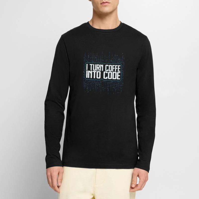 Cadeau de café de codage de programmeurs drôles T-shirt manches longues Premium bio Homme