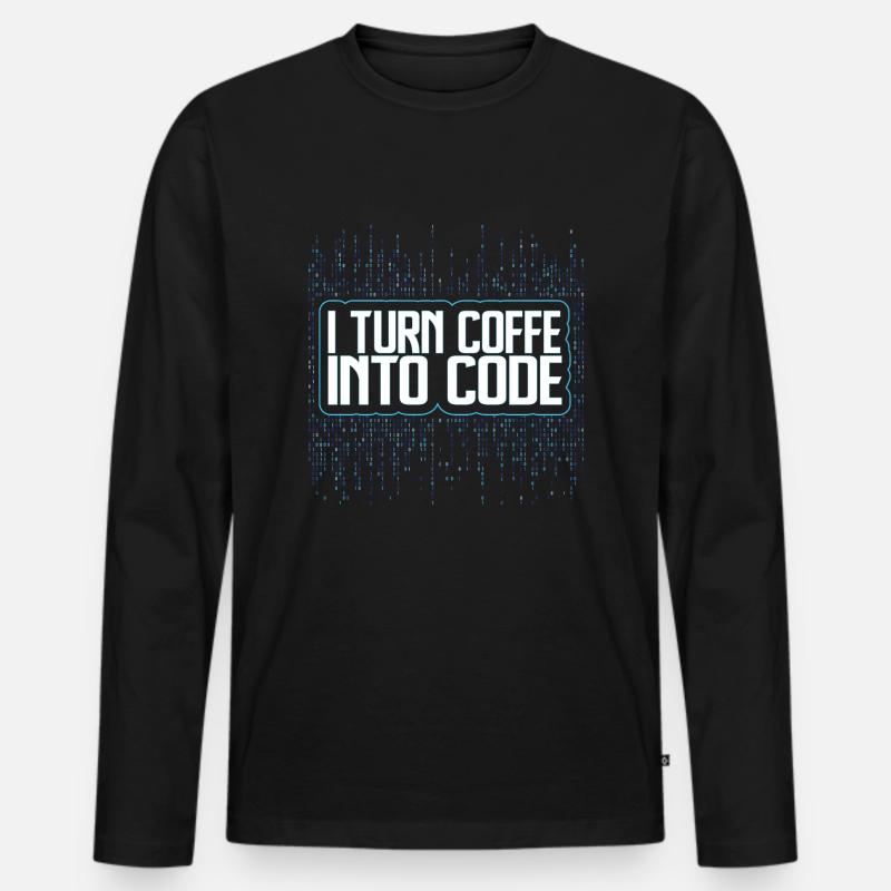 Funny Programmers Coding Coffee Gift - Men's Premium Organic Long Sleeve Shirt - black