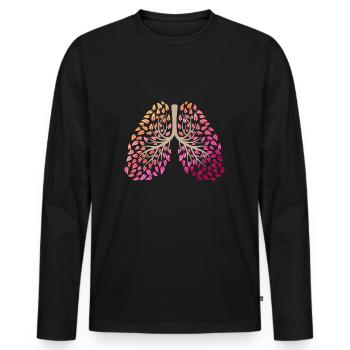Lung nature tree leaves health whole - Men's Premium Organic Long Sleeve Shirt - black - Front - Nico (187cm)