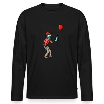 Zombie balloon sarcasm halloween balloon - Men's Premium Organic Long Sleeve Shirt - black - Front - Nico (187cm)