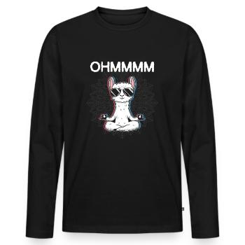 OHMMM Meditation Lama yoga - T-shirt manches longues Premium bio Homme - noir - Devant - Nico (187cm)