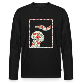 Hund oder Penis Blumen witzig Shirt - Männer Premium Bio Langarmshirt - Schwarz - Vorne - Nico (187cm)