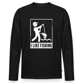 I like fishing pêcher shirt sarkasmus messieurs - T-shirt manches longues Premium bio Homme - noir - Devant - Nico (187cm)