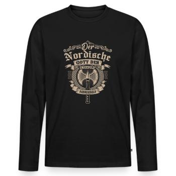 Hammersbald Mythologie nordique Patience impatience - T-shirt manches longues Premium bio Homme - noir - Devant - Nico (187cm)