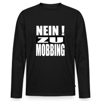 Gegen Mobbing Nein zu Mobbing - Männer Premium Bio Langarmshirt - Schwarz - Vorne - Nico (187cm)