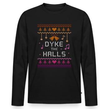 Deck the halls Lesbian Ugly Noël Sweater - T-shirt manches longues Premium bio Homme - noir - Devant - Nico (187cm)