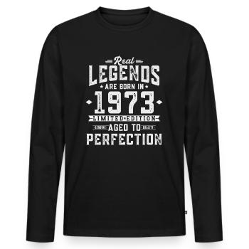 Les légendes sont nées en 1973 - T-shirt manches longues Premium bio Homme - noir - Devant - Nico (187cm)