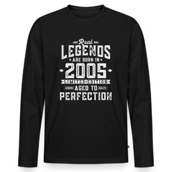 Les légendes sont nées en 2005 - T-shirt manches longues Premium bio Homme - noir - Devant - Nico (187cm)