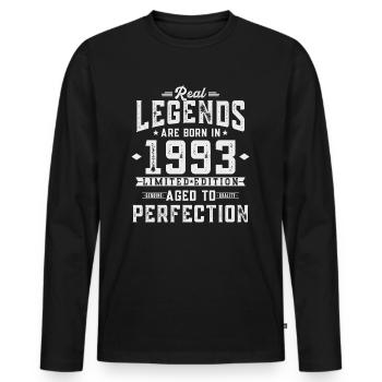 Les légendes sont nées en 1993 - T-shirt manches longues Premium bio Homme - noir - Devant - Nico (187cm)