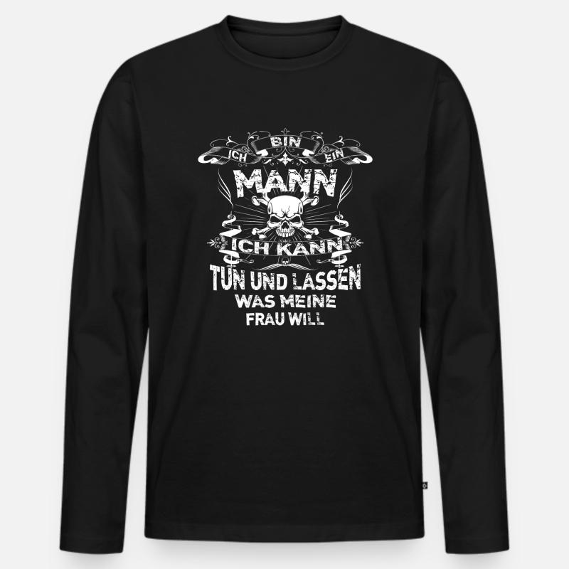 Ich bin ein Mann - Männer Premium Bio Langarmshirt - Schwarz
