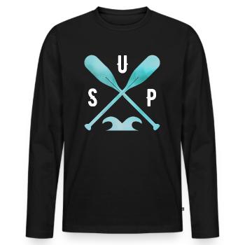 Stand Up Paddle - T-shirt manches longues Premium bio Homme - noir - Devant - Nico (187cm)
