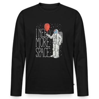 Need More Space Gift Idea - Men's Premium Organic Long Sleeve Shirt - black - Front - Nico (187cm)