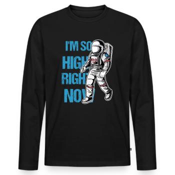 Astronaut Adventure Gift Idea - Men's Premium Organic Long Sleeve Shirt - black - Front - Nico (187cm)