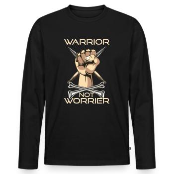 Warriors Fist Not Worrier Geschenkidee - Männer Premium Bio Langarmshirt - Schwarz - Vorne - Nico (187cm)