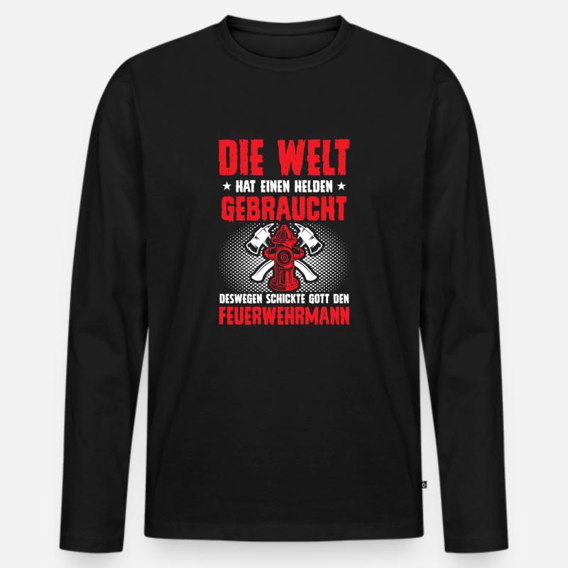Feuerwehrmann Held Hydrant Feuerwehr Geschenk - Männer Premium Bio Langarmshirt - Schwarz