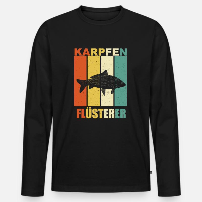 Karpfen Flüsterer - Männer Premium Bio Langarmshirt - Schwarz