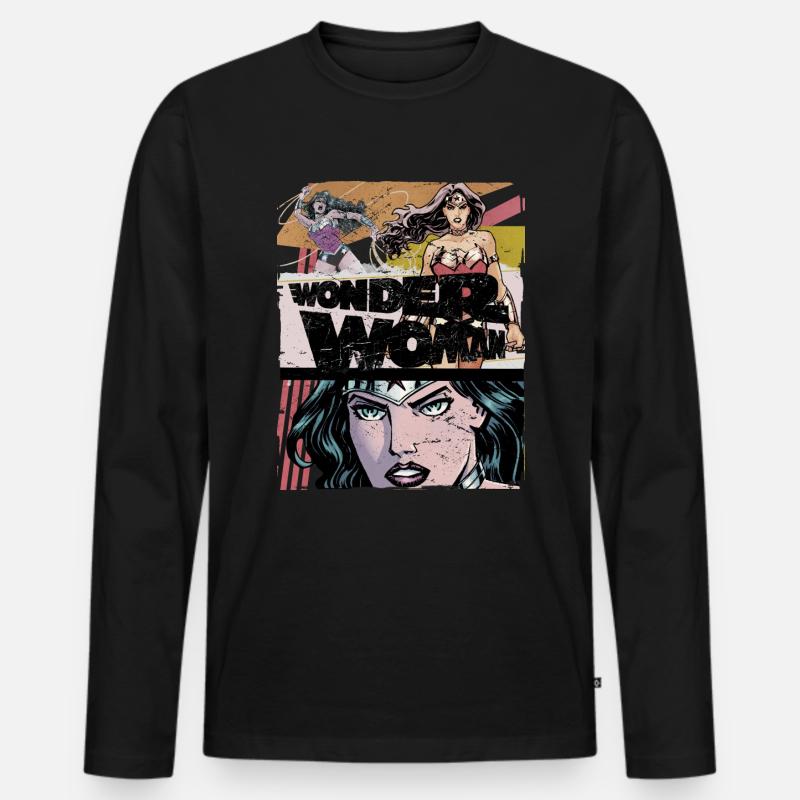 DC Comics Wonder Woman Collage - Männer Premium Bio Langarmshirt - Schwarz