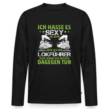 Sexy Lokführer Spruch lustige Zug Sprüche Bahn - Männer Premium Bio Langarmshirt - Schwarz - Vorne - Nico (187cm)