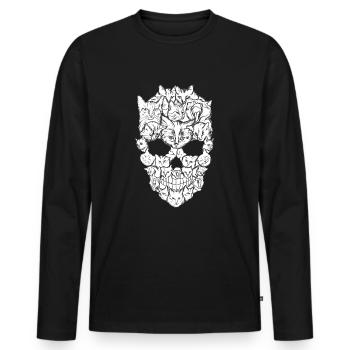 Chat crâne crâne chat motif de chat cadeau - T-shirt manches longues Premium bio Homme - noir - Devant - Nico (187cm)
