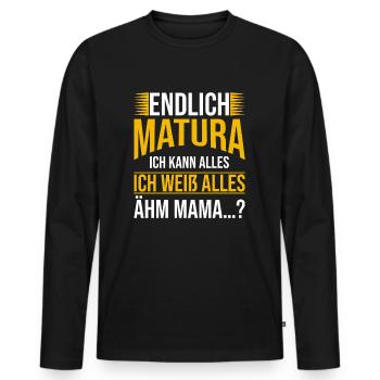 Endlich Matura Abitur Abschluss 2020 Spruch Mama - Männer Premium Bio Langarmshirt - Schwarz - Vorne - Nico (187cm)