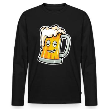 Bier - Männer Premium Bio Langarmshirt - Schwarz - Vorne - Nico (187cm)