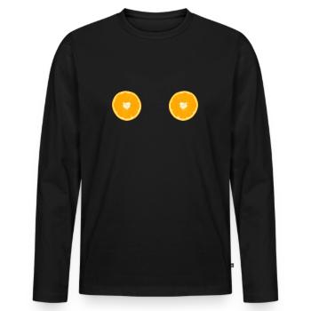 Orange Frucht Titten Busen Brüste Pervers Geschenk - Männer Premium Bio Langarmshirt - Schwarz - Vorne - Nico (187cm)