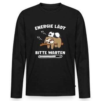 Energie lädt Faultier Pandabär Panda Chiller - Männer Premium Bio Langarmshirt - Schwarz - Vorne - Nico (187cm)