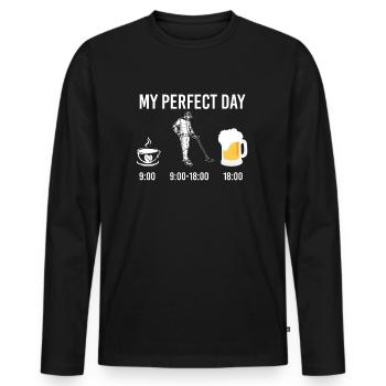 Détecteur de métaux My Perfect Day Coffee Bière - T-shirt manches longues Premium bio Homme - noir - Devant - Nico (187cm)